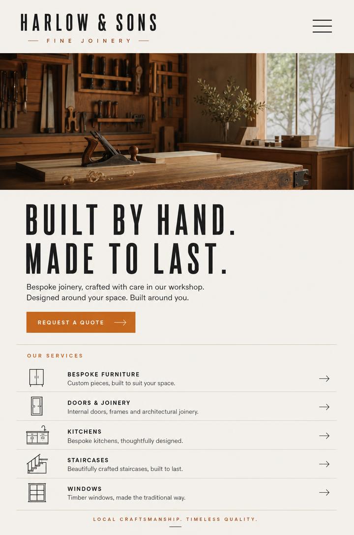 The same website at mobile width